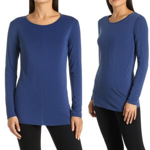 GAP Long Sleeve Shirt Womens Size M Navy Crew Neck Ribbed Soft Blend Casual